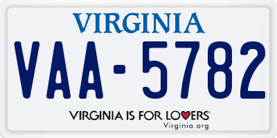 VA license plate VAA5782