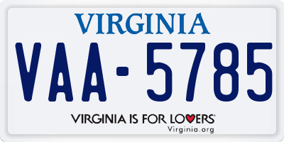 VA license plate VAA5785