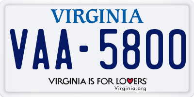 VA license plate VAA5800
