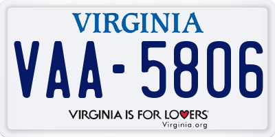 VA license plate VAA5806