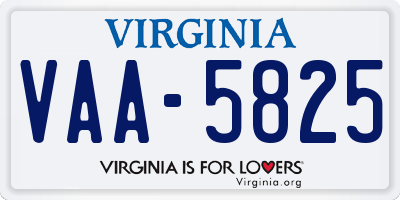 VA license plate VAA5825