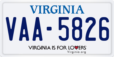 VA license plate VAA5826