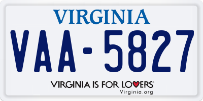 VA license plate VAA5827