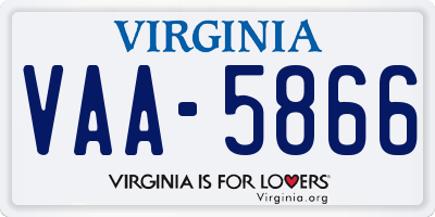 VA license plate VAA5866