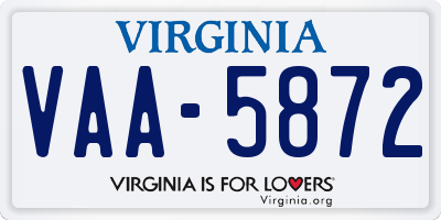 VA license plate VAA5872