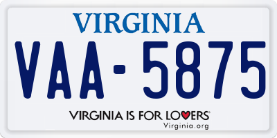 VA license plate VAA5875