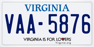 VA license plate VAA5876