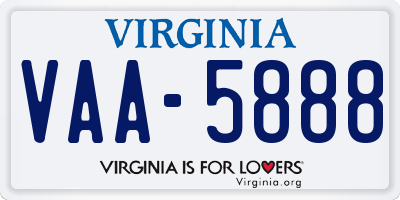 VA license plate VAA5888