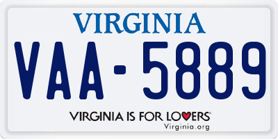 VA license plate VAA5889