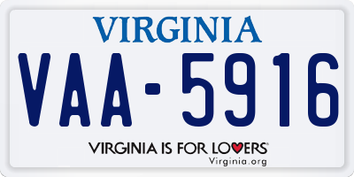 VA license plate VAA5916