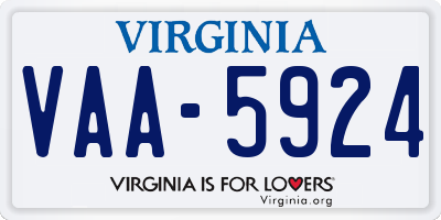 VA license plate VAA5924