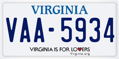 VA license plate VAA5934
