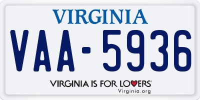 VA license plate VAA5936