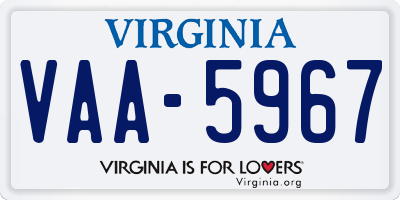 VA license plate VAA5967
