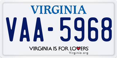 VA license plate VAA5968