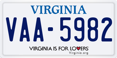VA license plate VAA5982