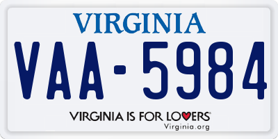 VA license plate VAA5984
