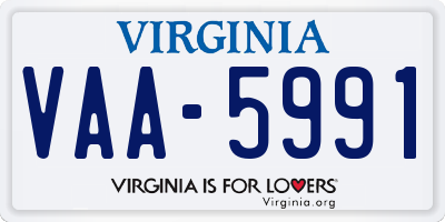 VA license plate VAA5991