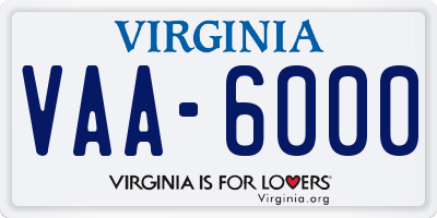 VA license plate VAA6000