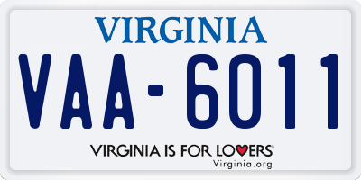 VA license plate VAA6011
