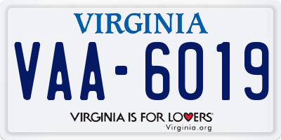 VA license plate VAA6019