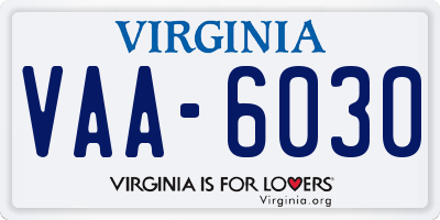 VA license plate VAA6030