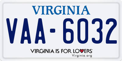 VA license plate VAA6032