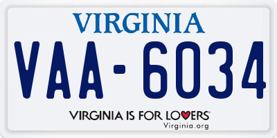 VA license plate VAA6034