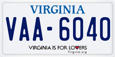 VA license plate VAA6040