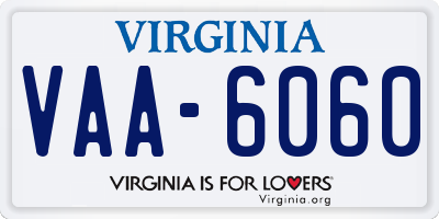 VA license plate VAA6060