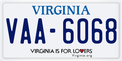 VA license plate VAA6068