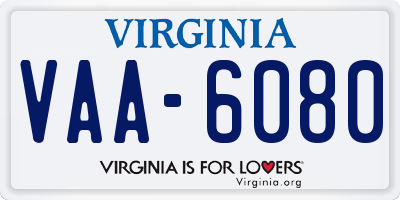 VA license plate VAA6080