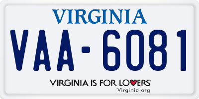 VA license plate VAA6081