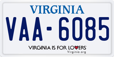 VA license plate VAA6085