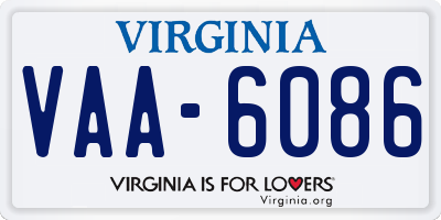 VA license plate VAA6086