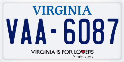 VA license plate VAA6087