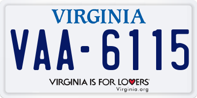 VA license plate VAA6115