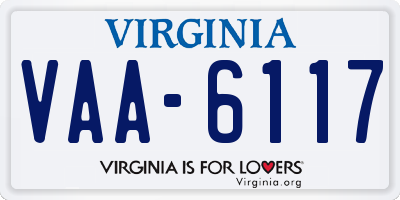 VA license plate VAA6117