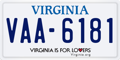 VA license plate VAA6181