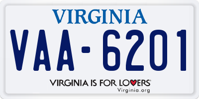 VA license plate VAA6201