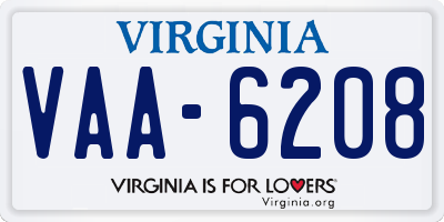 VA license plate VAA6208