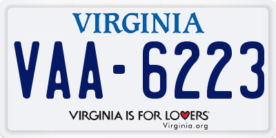 VA license plate VAA6223