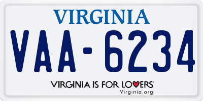 VA license plate VAA6234