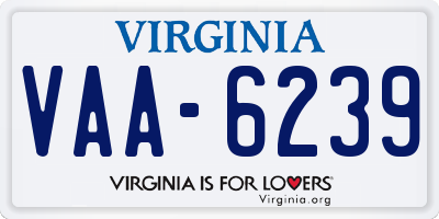 VA license plate VAA6239