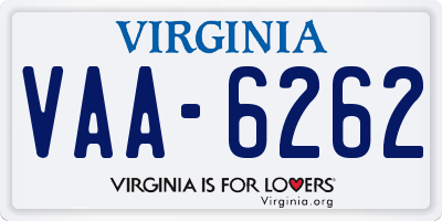 VA license plate VAA6262