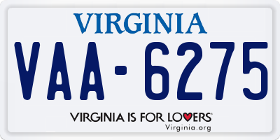 VA license plate VAA6275