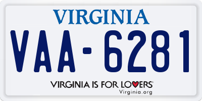 VA license plate VAA6281