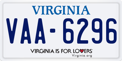 VA license plate VAA6296