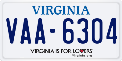 VA license plate VAA6304