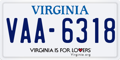 VA license plate VAA6318